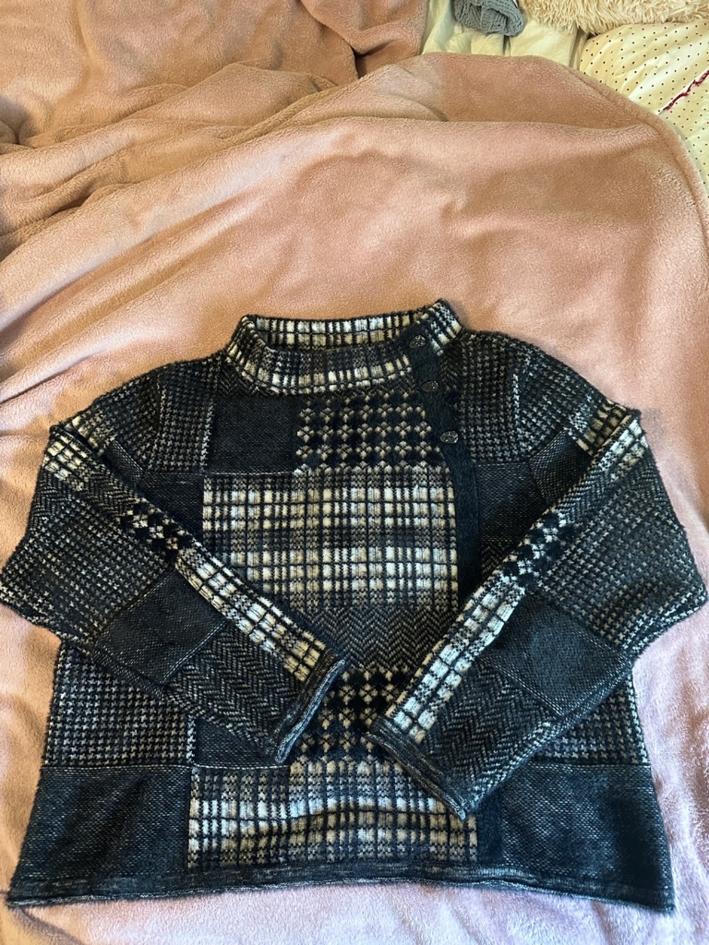 Habitat Black and White Patchwork Turtleneck Sweater